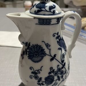 Blue and White Floral Ceramic Pitcher